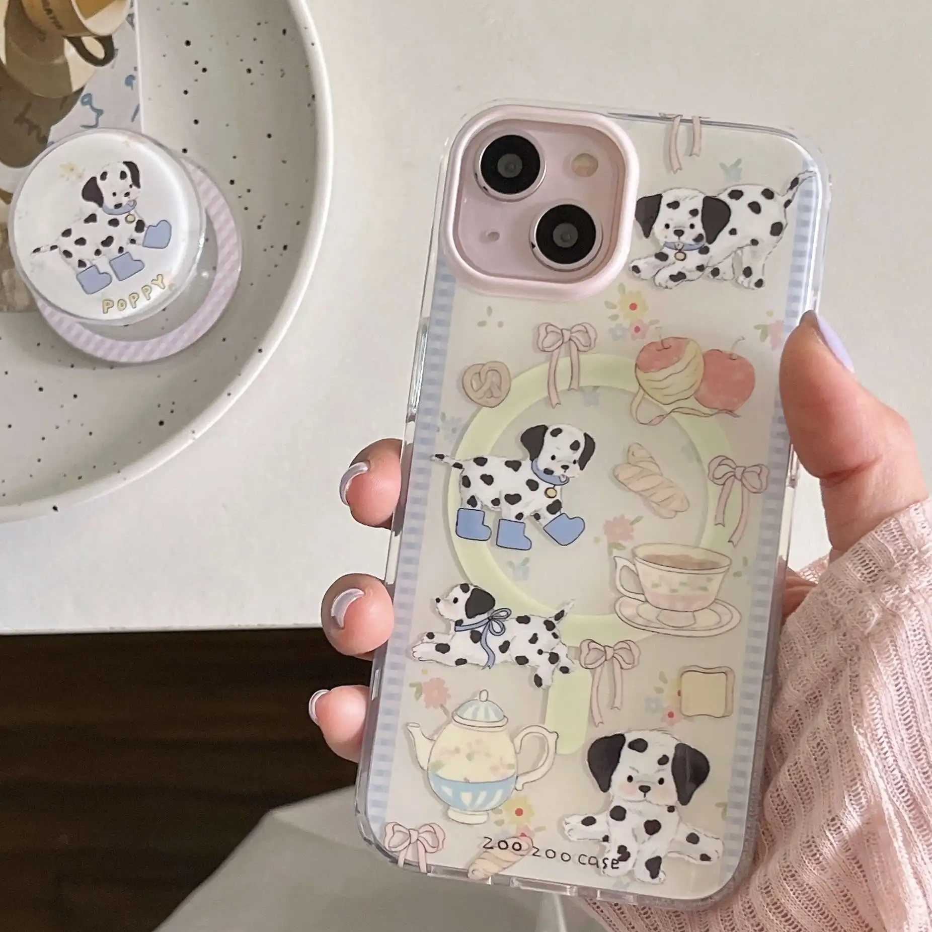 Puppy Magnetic Bracket Wireless Charging Phone Case for iPhone