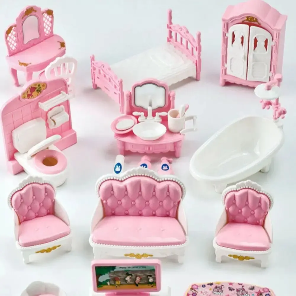 Hot Sale Cute Kawaii Pink 10 Items/Lot Miniature Dollhouse Furniture Accessory Kids Toys Kitchen Cooking Things For Girl Gifts 1
