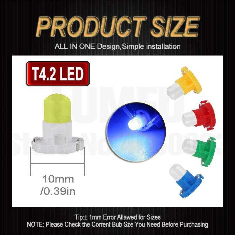 �ڵ��� COB LED ����� ����, ��� ���� ǥ�ñ�, �߾� ���� ����, ���� ����Ʈ, 12V, T3, T4.2, T4.7, 500 ��