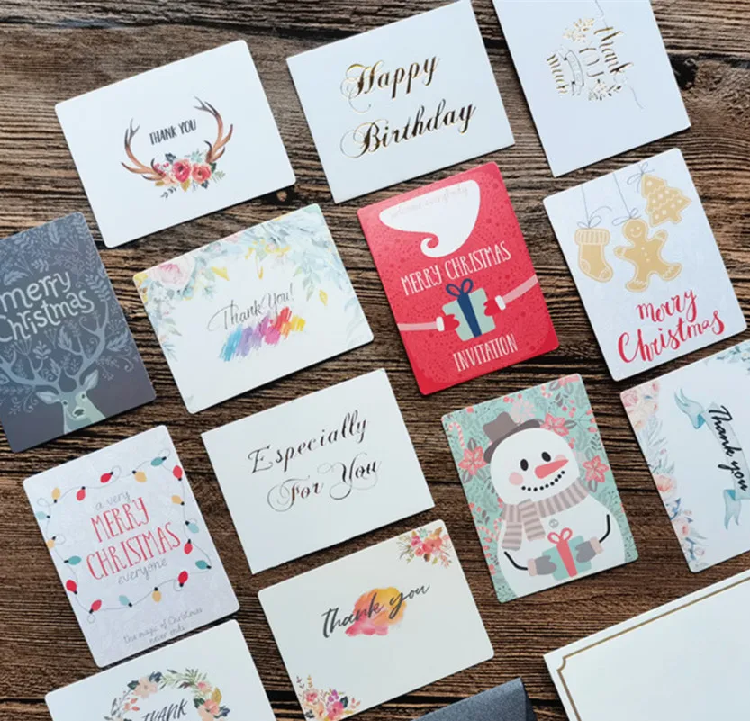 

50pcs Garland Merry Christmas Thank you for you Small Gift Writable message wedding invitation decoration greeting card 6x8cm