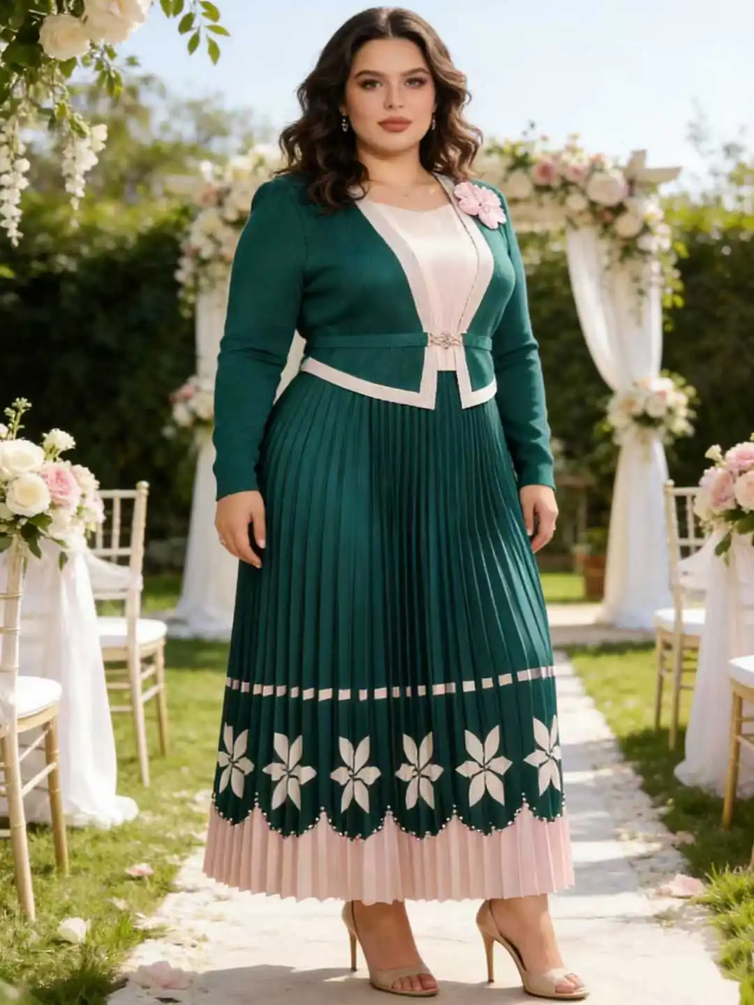 ANLAN New Miyaki Dress Pleated Plus Size Plisse Waist Cinching Slimming Fold Temperament Elegant Beaded Long Pleats Skirt 5AN710 6
