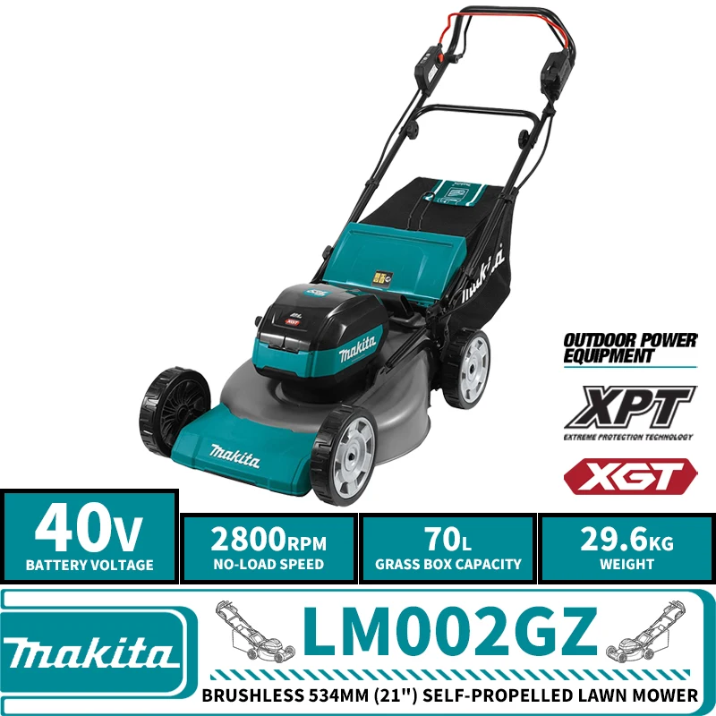 

Makita LM002GZ XGT Brushless Cordless 534mm (21") Self-Propelled Lawn Mower 40V Garden Power Tools