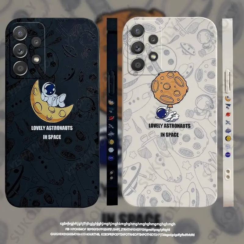 cute samsung phone case Cute Astronaut Silicone Soft Case For Samsung Galaxy A52S A52 A72 A32 A12 A51 A71 A21s A22 5G S22 S20 FE S21 Ultra S10 Plus Case samsung cases cute