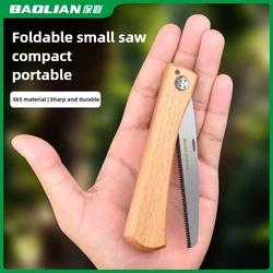 Compact Folding Hand Saw with Non-slip Wooden Handle - Under 100mm