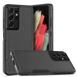 Stylish Shockproof Dual-Layer Phone Case with TPU/PC Hybrid Armor Protection for Galaxy S21 (Black)