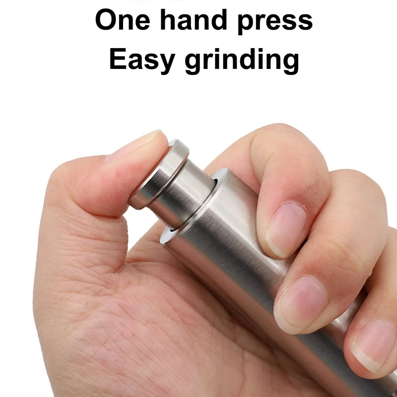 Stainless Steel Pepper Mill Grinder Spice Shaker Thumb Push Button Salt Pepper Mills For BBQ Travel Home Camping Kitchen Tools