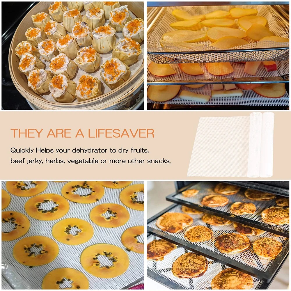 Silicone Dehydrator Sheets 10 Pcs Non-Stick Food Fruit Dryer Mats Reusable Steamer Mesh Pad Sheet Kitchen Baking Accessories silicone dehydrator mats
