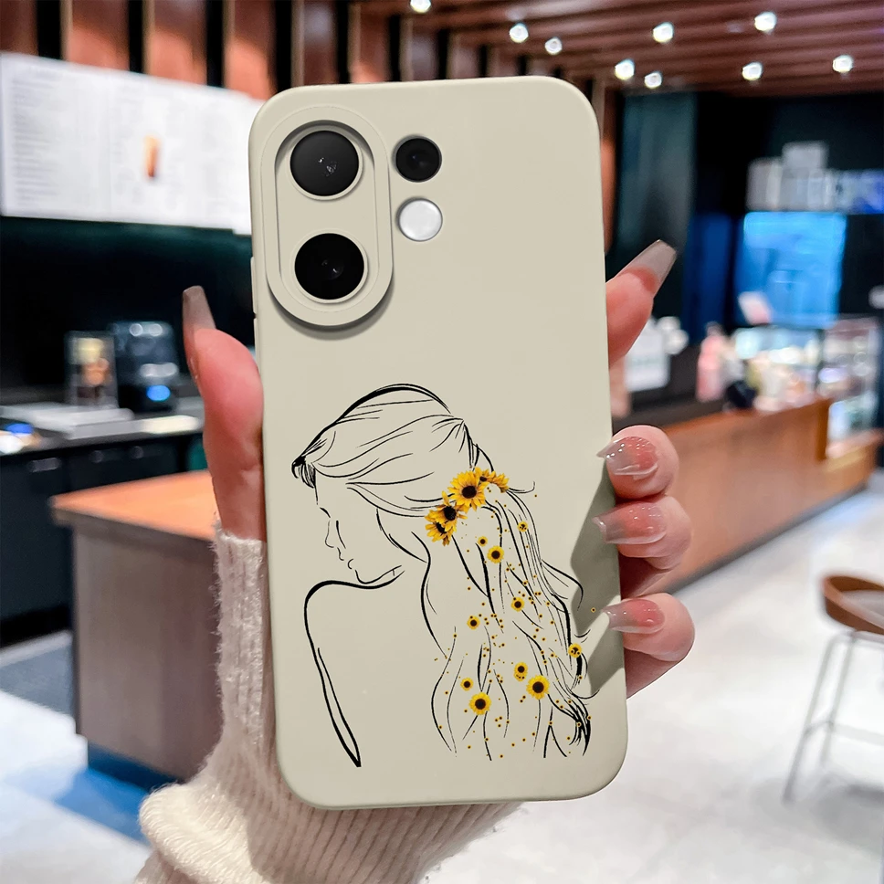 Pretty Girl Pattern Soft Silicone Protective Phone Case - Anti-Drop Back Cover