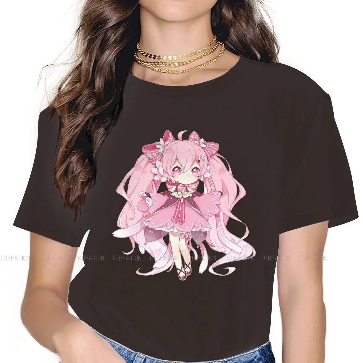 Cute Essential O Collar Tshirt Sakura Miku Pure Cotton Original T Shirt  Woman's New Design 5xl Big Sale - T-shirts - AliExpress