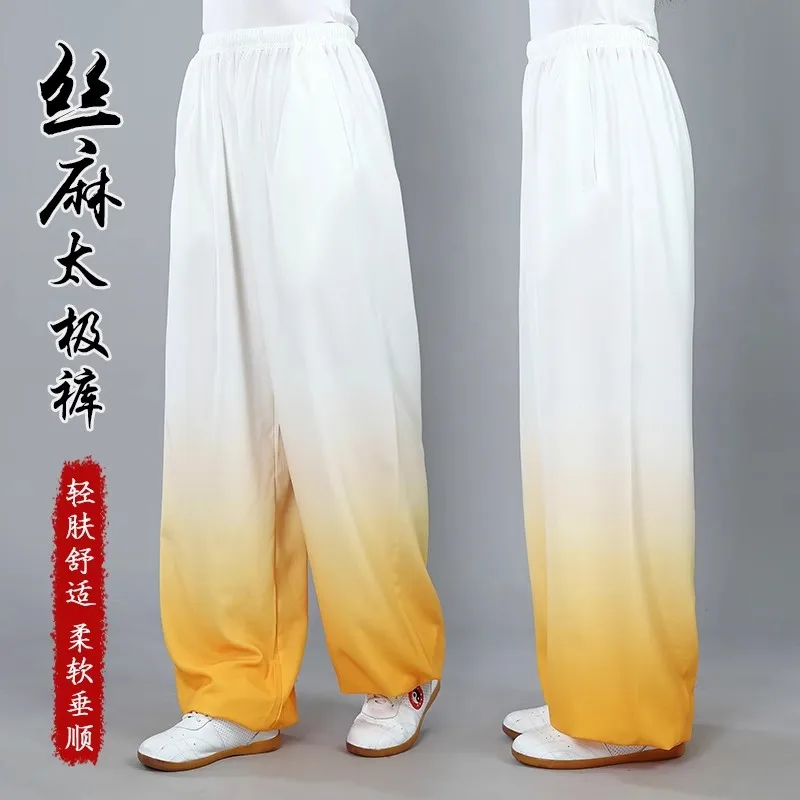 Spring And Summer Silk Thread Thin Tai Chi Pants Practice Gradient Bloomers Martial Arts Morning Exercise Clothing