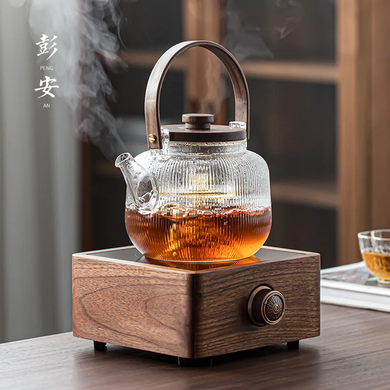 

Walnut Automatic Electric Ceramic Stove Tea Cooker Glass Kettle White Tea Tea Brewing Pot Small Electric Heating Tea Stove Set