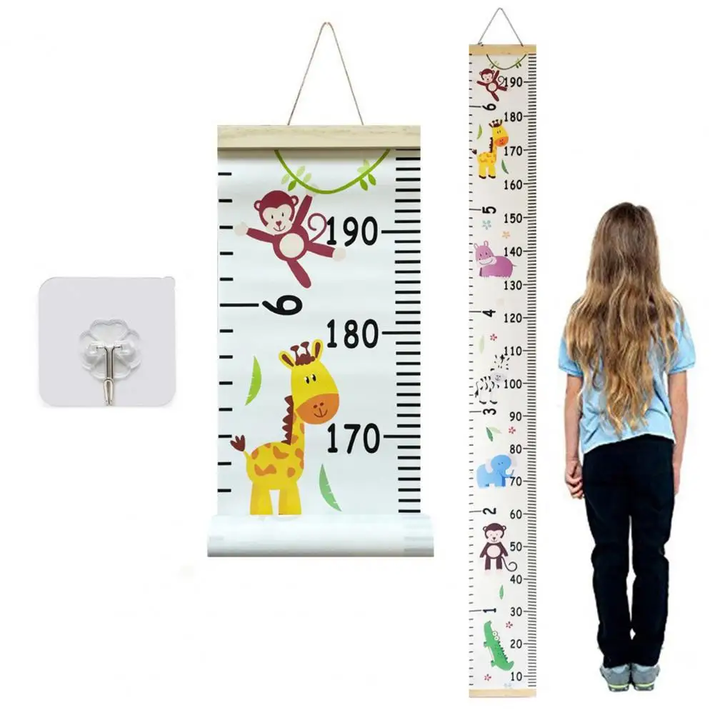 Children Room Growth Chart Children's Growth Chart Wall Hanging with Cartoon Animal Print for Boys Girls for Bedroom Wall