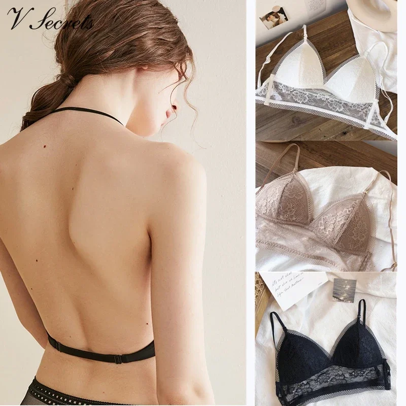 Lace Bralette Woman Invisible Backless Bra Lace Lingerie Low Back Bra Sexy  Bras Plus Size Seamless Lingerie Wedding Underwear