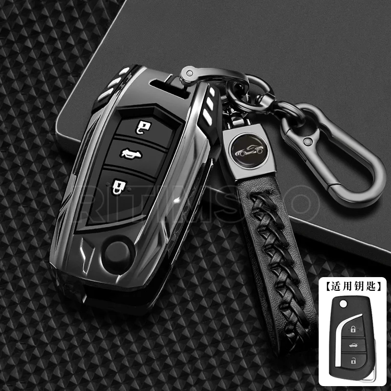 Alloy Folding Car Key Case Cover For Toyota Auris Corolla Avensis Verso
