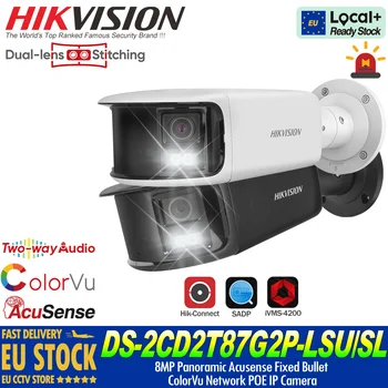 Hikvision DS-2CD2T87G2P-LSU/SL 8MP 4K Acusense Dual Lens Panoramica ColorVu POE Telecamera IP Luce stroboscopica Allarme acustico Audio bidirezionale