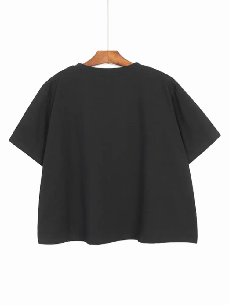 

Woman Fashion Three-dimensional Flower Short-sleeved Solid T-shirt Summer Loose Casual All-match Korean Streetwear O-neck Top