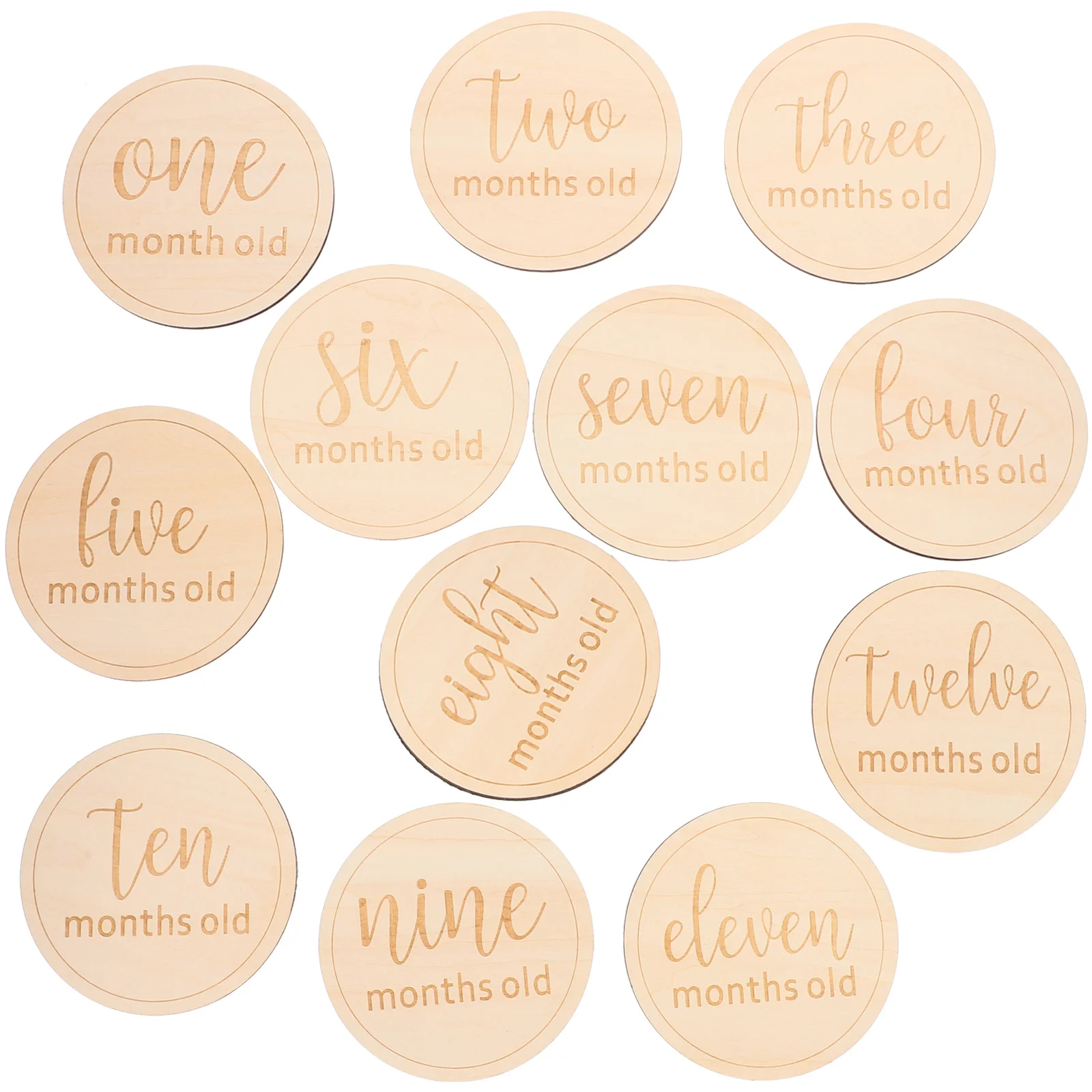 

12 Pcs Disc Baby Milestone Cards Newborn Gifts Wooden Monthly Markers for Photo Prop