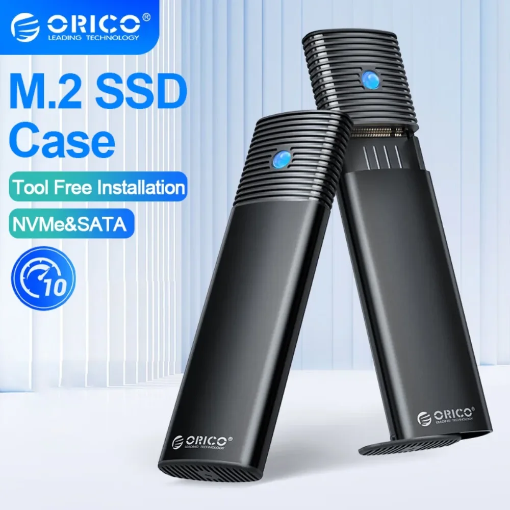 Orico-gabinete Portátil M.2 Ngff Nvme Gabinete Ssd m2 10gbps Case Ssd Pcie Usb c Ferramenta 3.2 Gen2 Adaptador Externo Gratuito