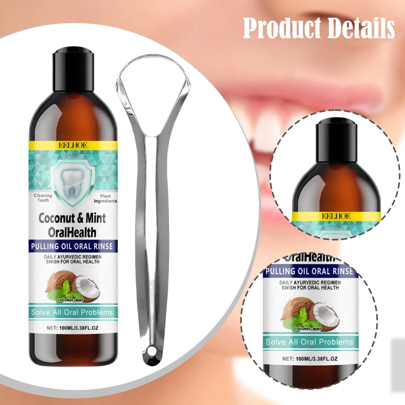 Coconut Oil Mouthwash Easy to Use Teeth Cleaning Fresh Brightening Accessory