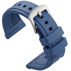 Premium Waterproof Silicone Sport Watch Band - Soft Rubber Dive Strap - 26mm (Dark Blue)