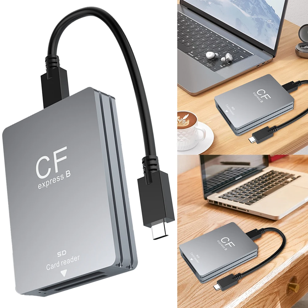 2 in 1 CFexpress Type B&SD Card Reader Portable CF Express Reader USB 3.2 10Gbps Dual-Slot USB C To C/A Cable For SLR