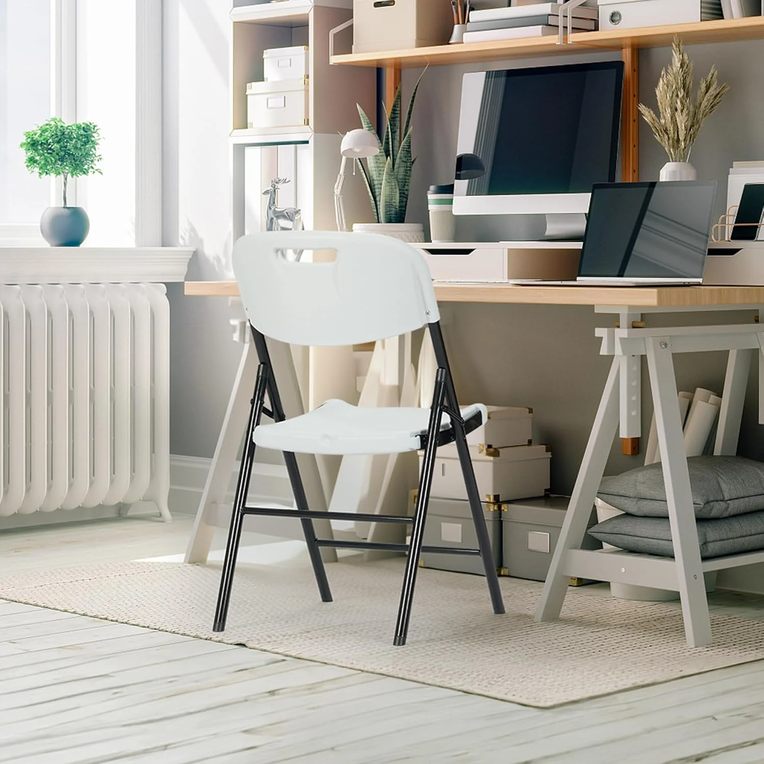 10 Pack Thicker 800 LBS White Folding Chairs, Commercial Grade Folding Chair, Foldable Chairs for Events