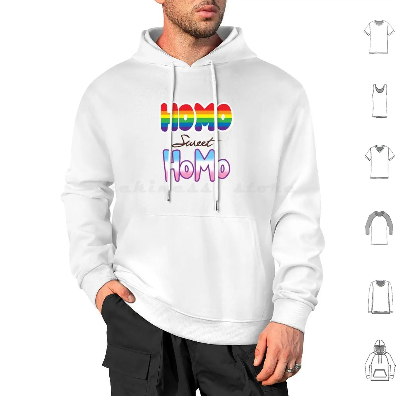 

Homo Sweet Homo Hoodies Long Sleeve Pride Rainbow Text