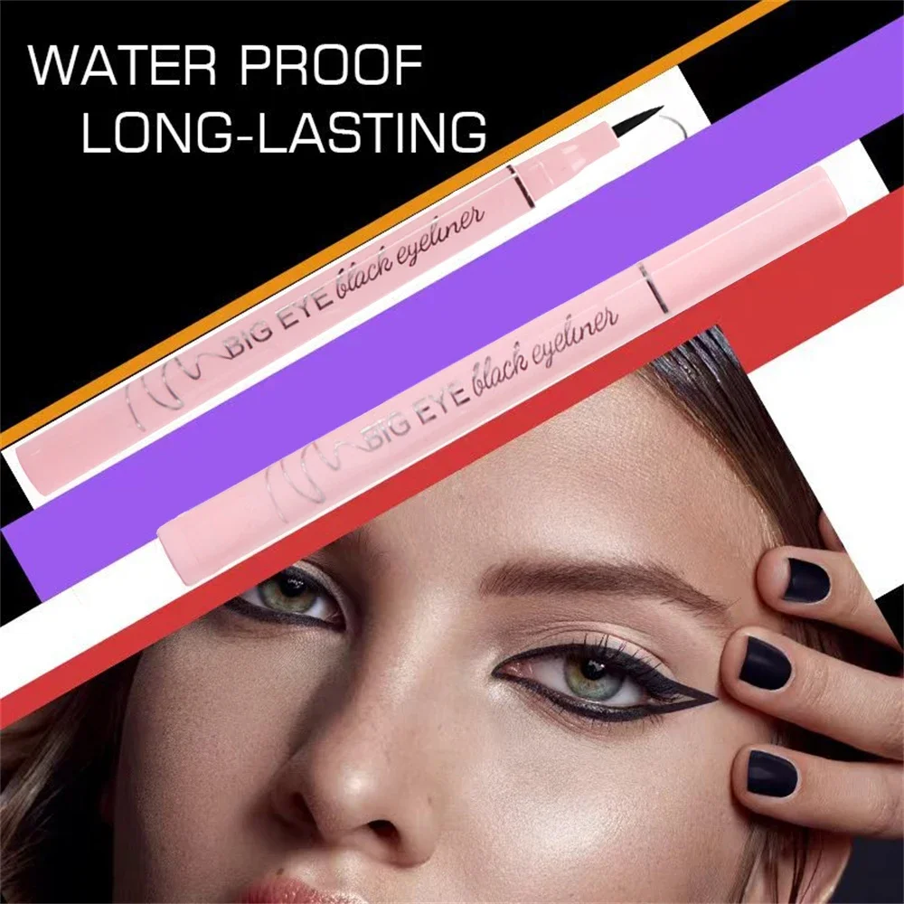 Matita eyeliner nera impermeabile in tubetto rosa, eyeliner liquido ultra sottile a lunga durata, strumento per il trucco ad asciugatura rapida._voghion.com