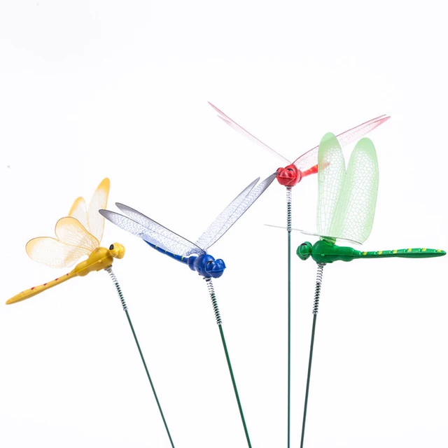 10Db Dragonfly Stakes Kültéri 3D -S Szimulációs Szitakötő Tétek Udvari Növényi Gyep Dekoráció Virág Edény Kerti Udvar Művészete - Image 2