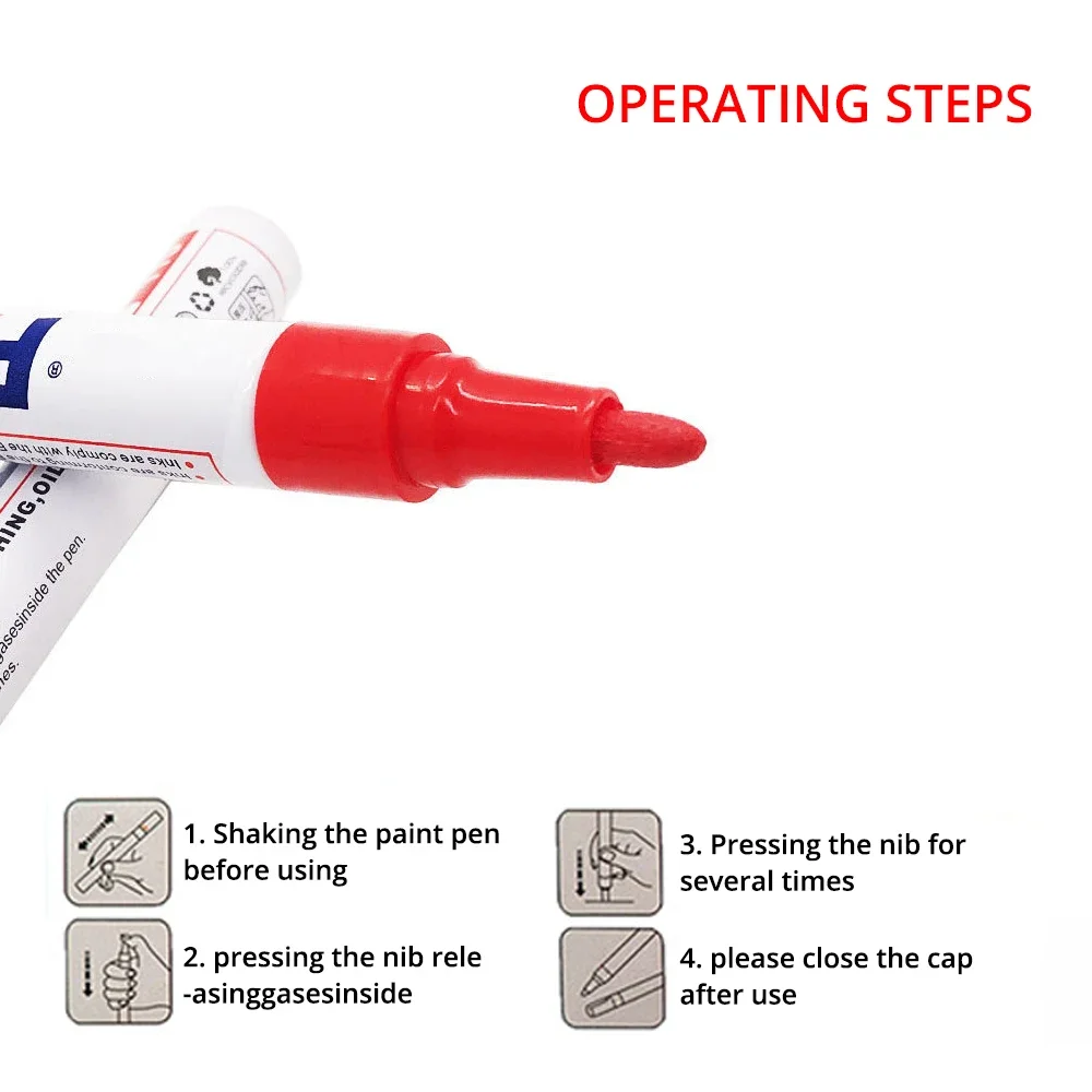 범용 자동차 휠 타이어 유성 마크 펜, 방수 자동 고무 페인트, 금속 네임펜 그래피티 액세서리 장식, 5 개