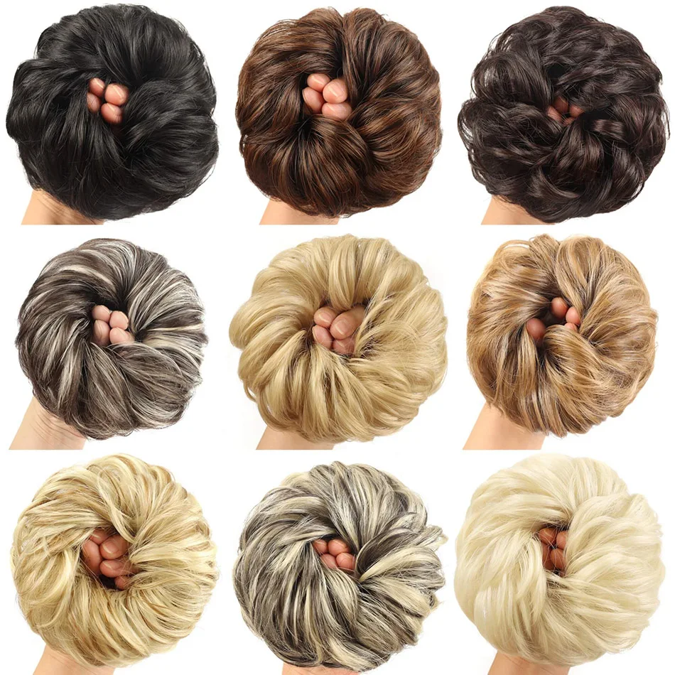 Women's Synthetic Messy Bun Curly Hair Elastic Band Chignon Hair Donut Extension Piece for Quick Hair Style Change