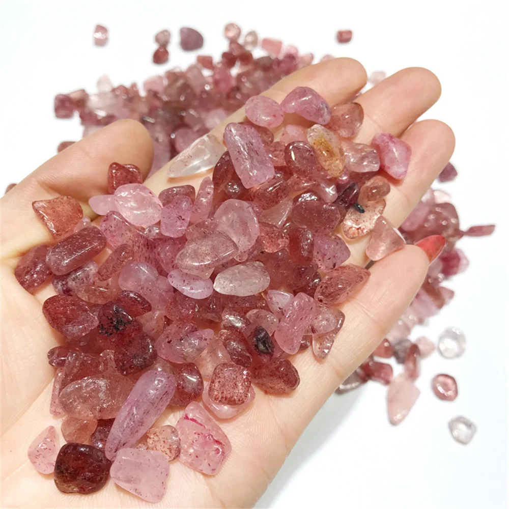 

Natural Strawberry Crystal Quartz Chip Stone Irregular Red Tumbled Gravel Stone DIY Home Decoration