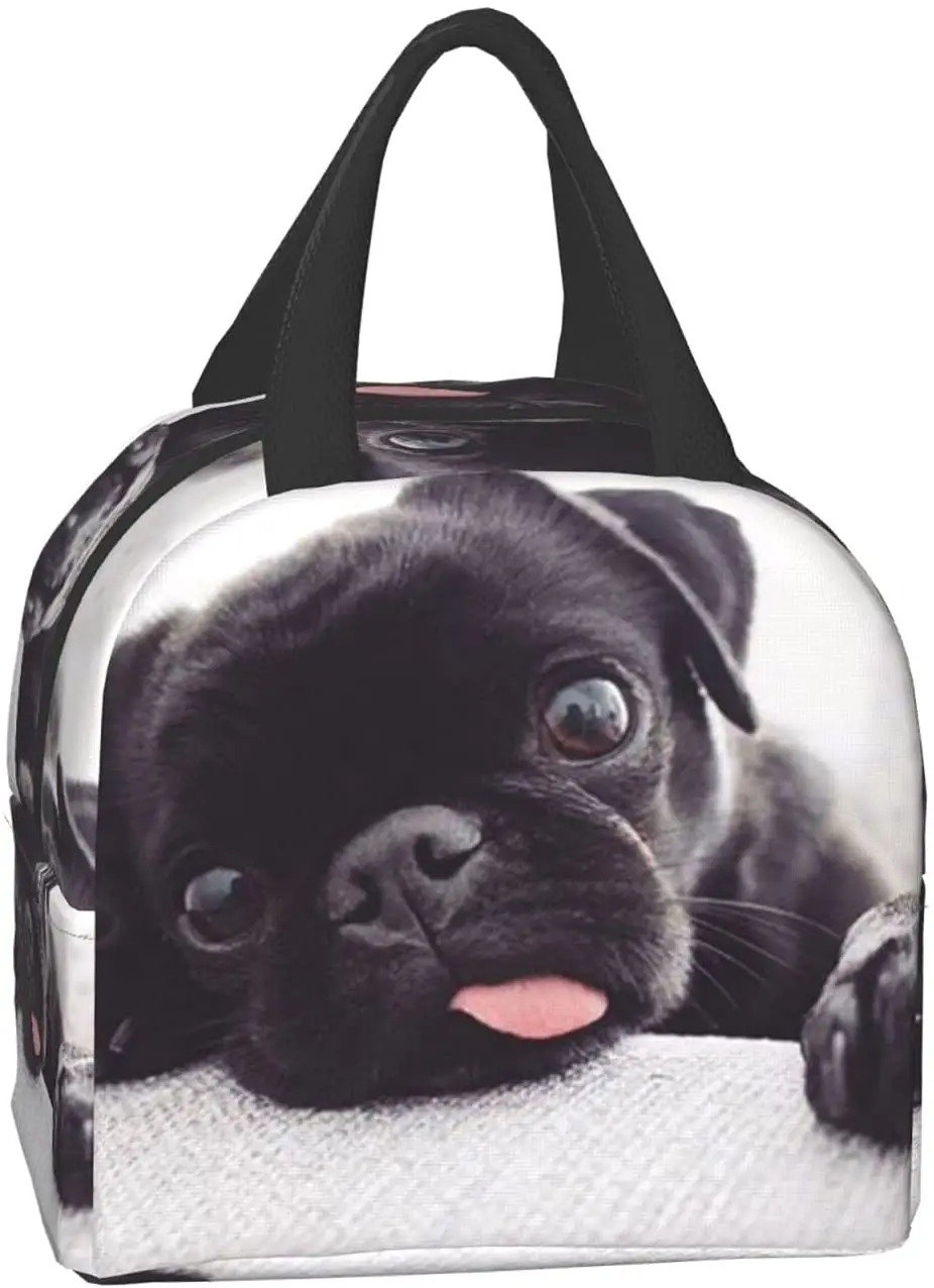 Pug Insulated Lunch Bag Women Cooler Tote Box Leakproof Reusable Girls