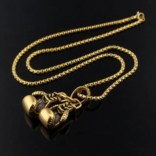 Sport Fitness Jewelry Double Boxing Glove Pendant Necklace Chic Men Hiphop Chain Necklace Cool Male Jewellery 3