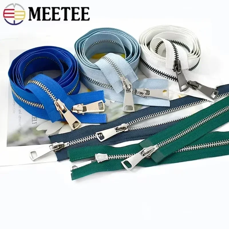 Premium Metal Double-Slider Open-End Zippers for Jackets - Auto Lock Closure, Multiple Lengths Available
