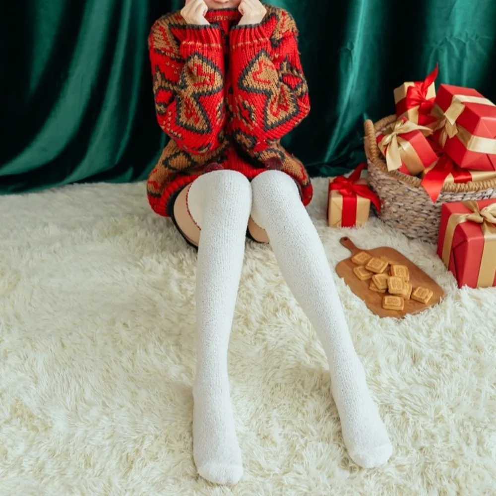 Warm Coral Fleece Winter Knee High Socks for Women