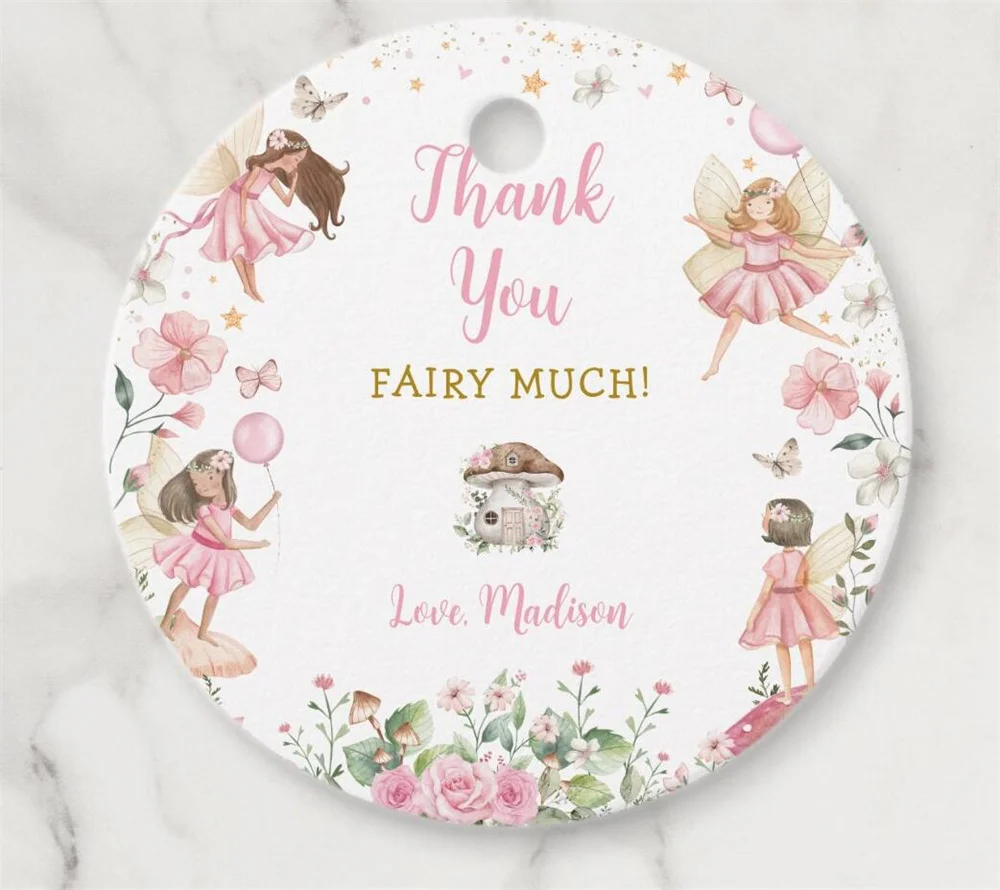 Etiquetas de recuerdo de hadas modificables personalizadas, etiquetas de  agradecimiento de cumpleaños de bosque encantado, etiquetas de regalo de  jardín de hadas para niña, 25 uds. - AliExpress, image size:1000x890