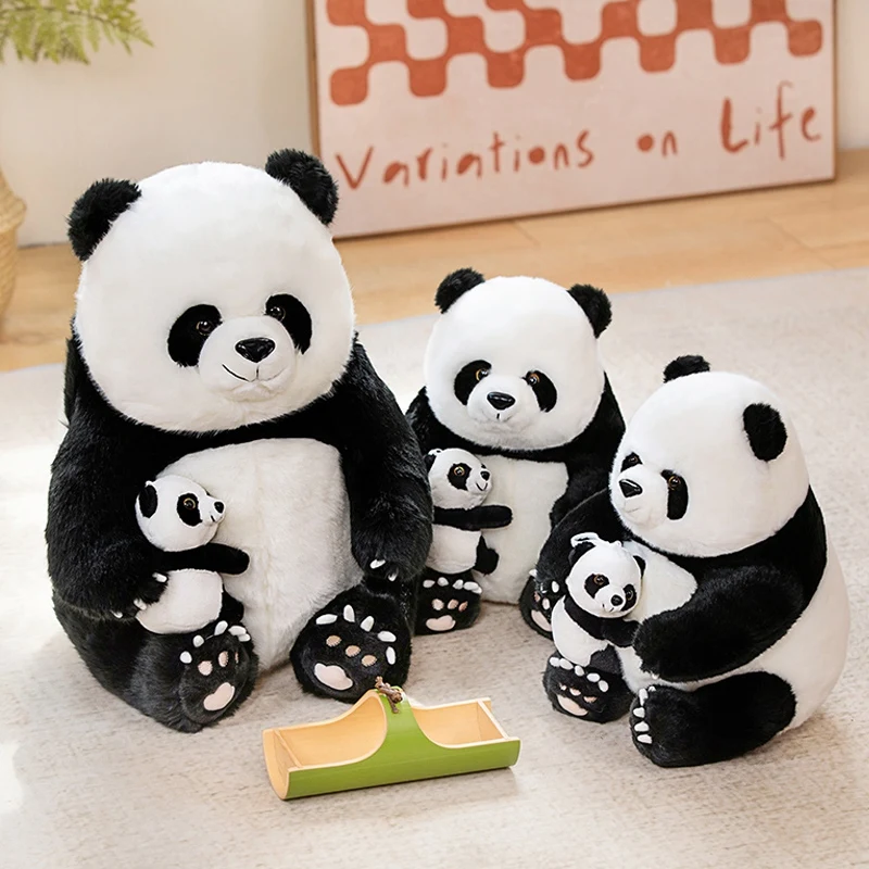 35/50cm Cute Mother-Child Giant Panda Plush Toys Kawaii Big Size Pandas Plushie Pillow Stuffed Dolls for Children Girls Gifts real wool children snow boots winter warm kids shoes casual sneakers waterproof girls princess shoes natural fur child boots