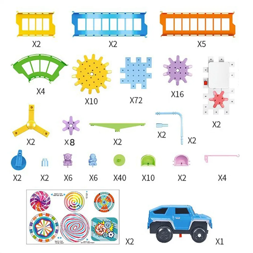Electric DIY Spinnings Gears Building Blocks Battery Powered Brick Blocks Set For Boys Girls Kids
