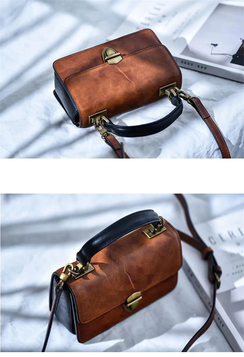 PNDME Mode Vintage Echtes Leder Damen Mini Handtasche Wochenende Täglich Party Natürliche Rindsleder Damen Niedliche Kleine Umhängetaschen – Detail 8