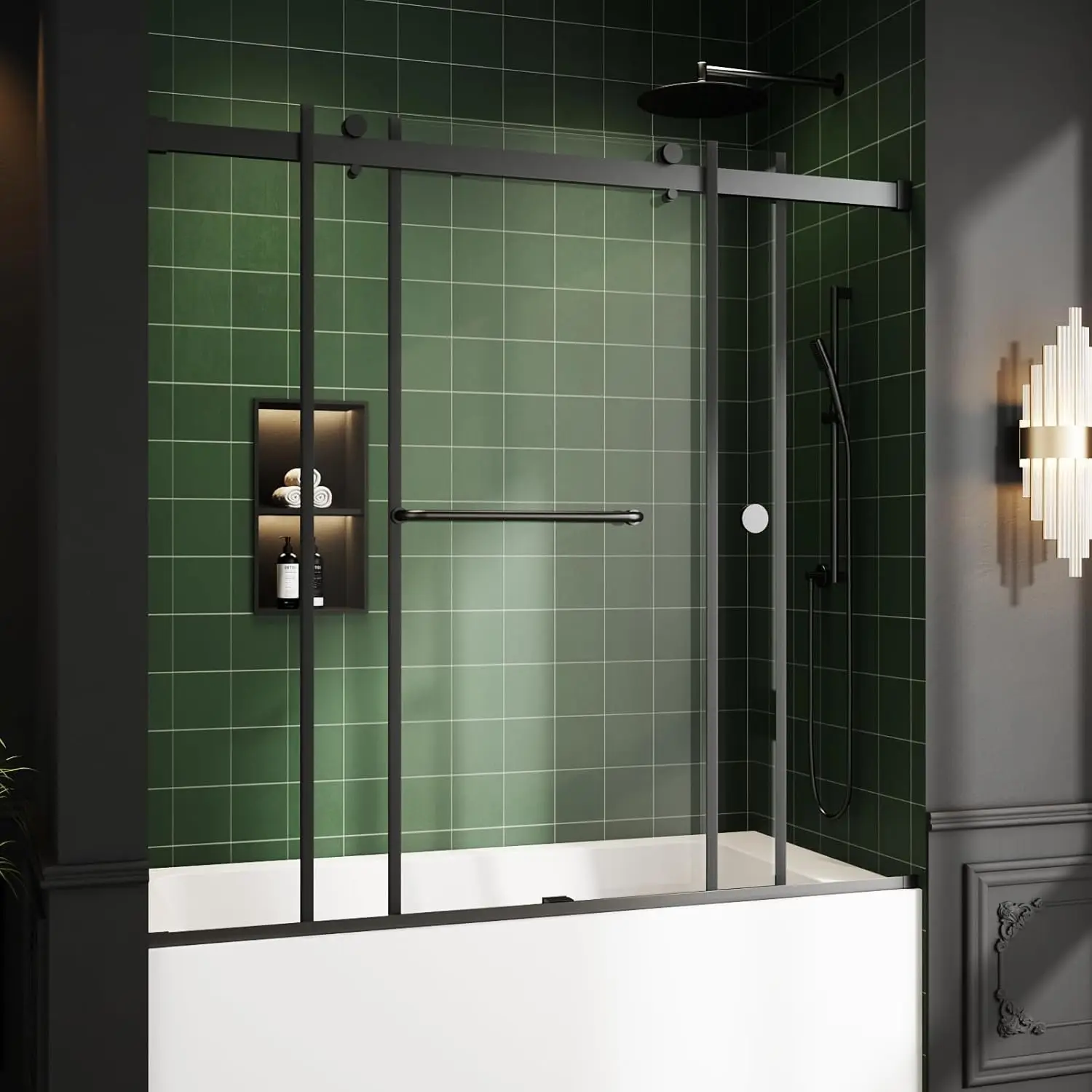 Bathtub Sliding Door, 60"" W X 56"" H Tub Shower Door, Bathtub Door, Bathtub Glass Door Bathtub Double Sliding Shower Door 2