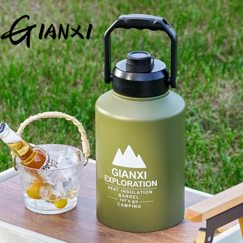 GIANXI Outdoor Thermos With Lift Hands Stainless Steel Heat Insula Thermos Bottle Large-capacity Portable Thermal Water Bottle