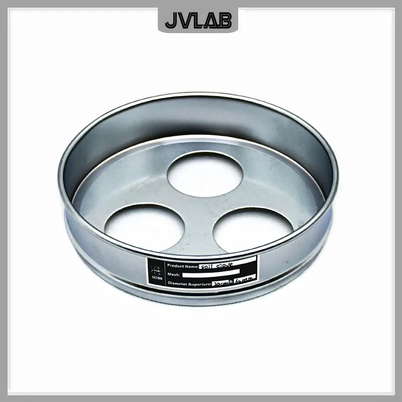 Soil Sieve Horticultural Round Hole Sampling Sieve Laboratory Test Galvanized Lid & Bottom R20cm Aperture 0.075-60mm 1 Pcs