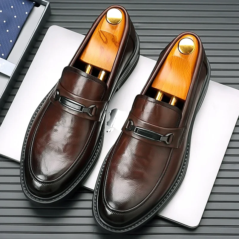 

Brand Spring Autumn Men Dress Shoes Lace Up Casual Black Leather Shoes Men Loafers Luxury Wedding Party Male Shoes men