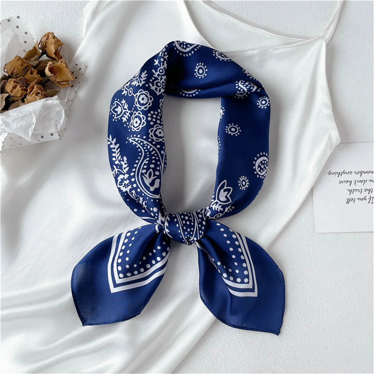 Women's Paisley Pattern 70 Silky Texture Basic Retro Bohemian Style Headband Small Square Scarf 2