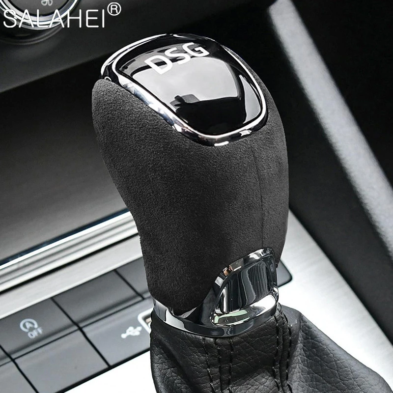 

Car Gear Shift Knob Cover For Skoda Octavia Superb Kamiq Rapid Spaceback Yeti Alcantara Suede Interior Styling Moulding Trim