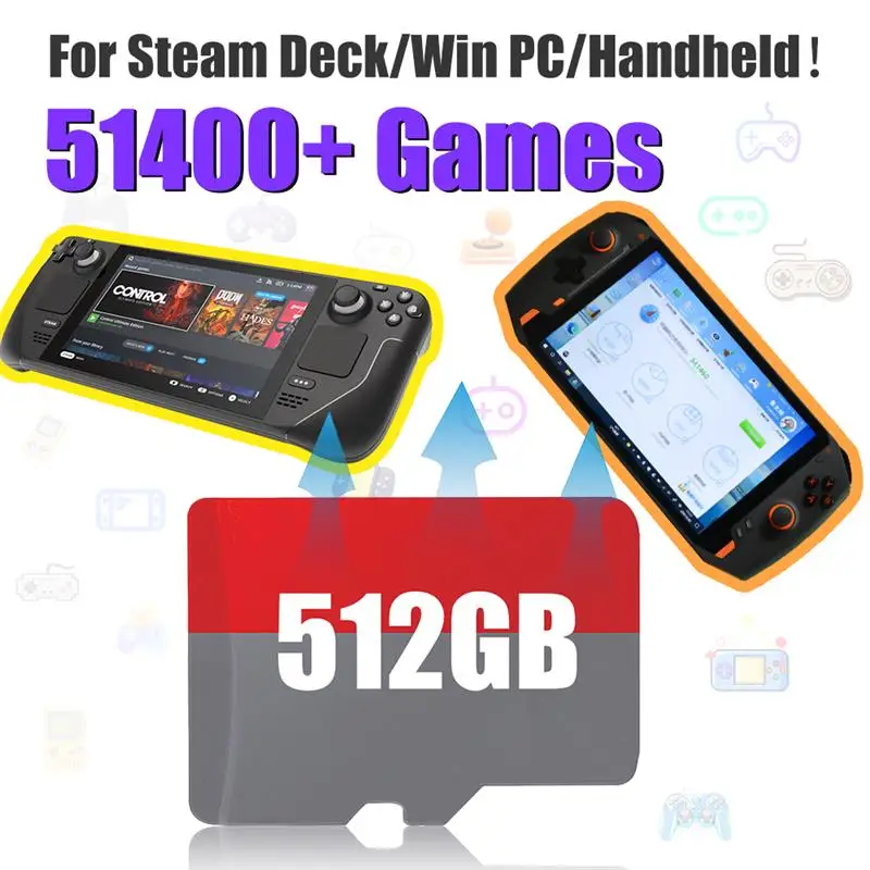 

New Batocera TF/Game Card Prefect for Steam Deck/WIN600 Handheld Game Console/PC 512GB With 51400 Games for