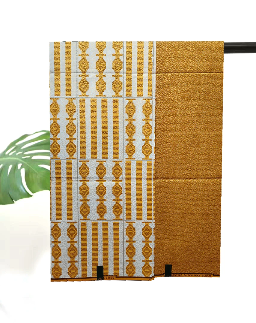 2024 Ankara African Fabric gold Real Wax Fabric Nigeria Ghana Style Tissu Sewing Dress Craft DIY 100% Cotton 4+2yards 3