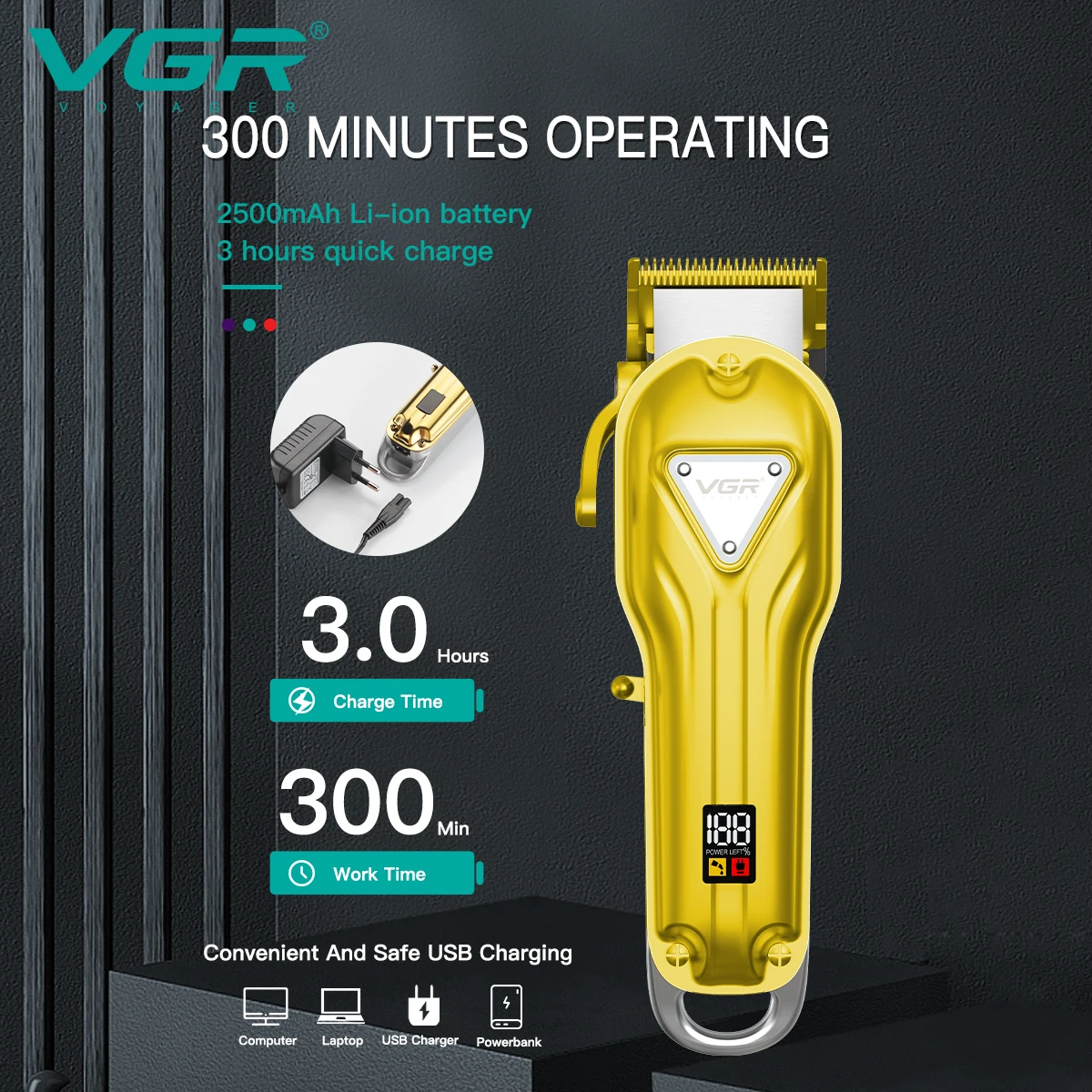 VGR الشعر المتقلب مقص الشعر اللاسلكي المهنية آلة ق...