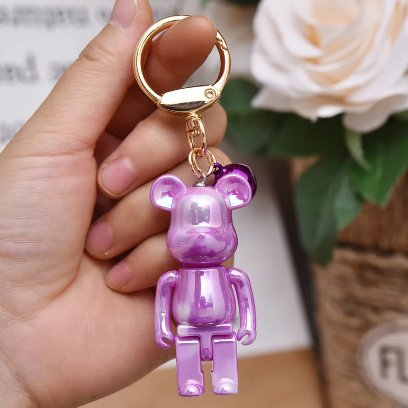 Holographic Purple Balloon Dog Animal Couple Keychains Key Ring For Women  Men